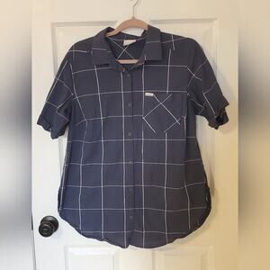 Columbia Womens Anytime Casual Stretch Short Sleeve Shirt Nocturnal Windowpane L